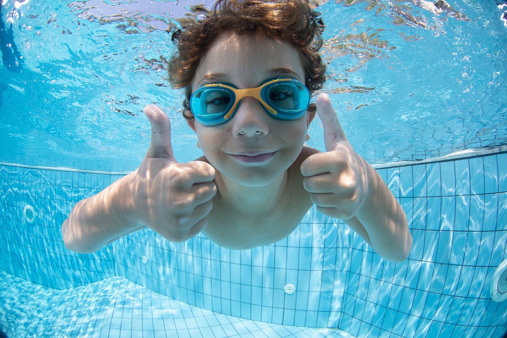 Underwater Young Boy Fun in the Swimming Pool with Goggles | Nice ...